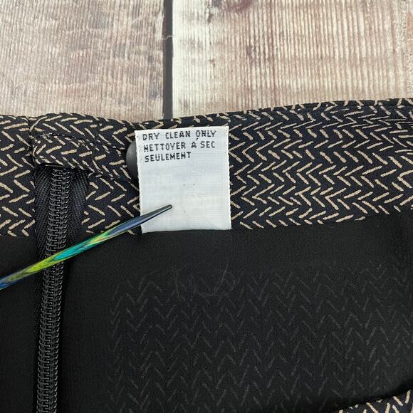 Talbots Womens 100% Pure Silk Sz 8 A-Line Black & Brown All Over Print Skirt - Picture 5 of 10